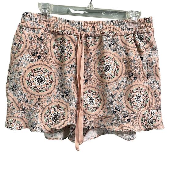 Loft Paisley Shorts Pull On Womens Size Medium Peach Light Pink Lightweight - Picture 1 of 6
